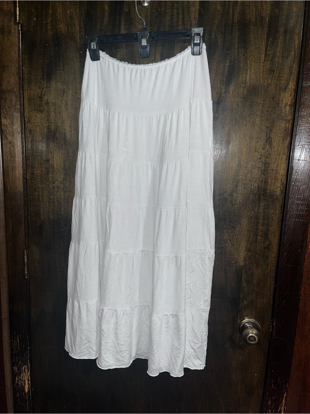 Lascana White Tiered Maxi Skirt with Elastic Waist